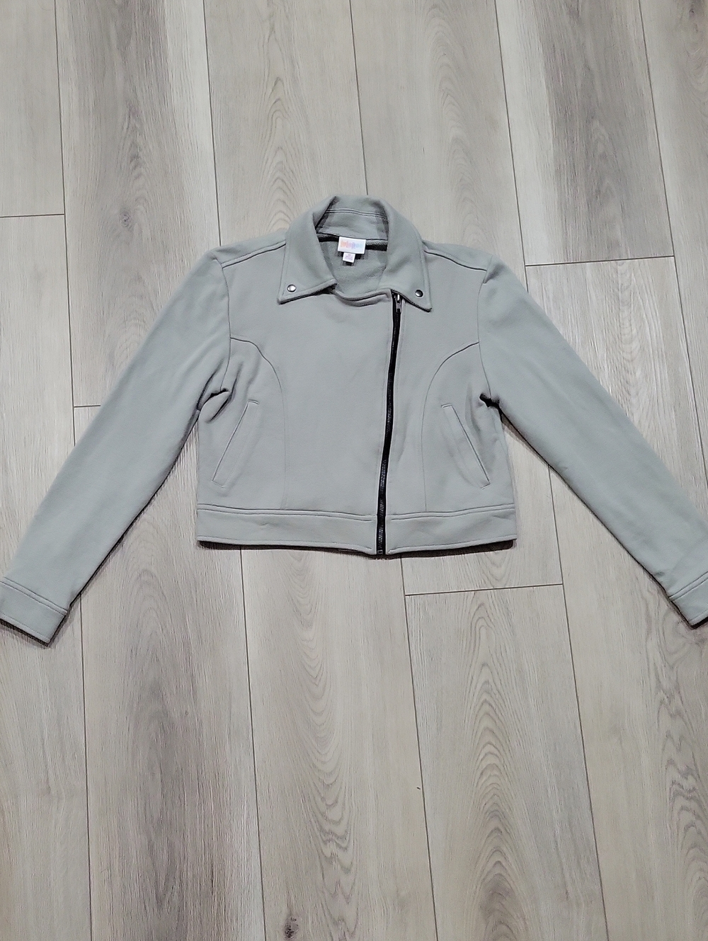 LuLaRoe Light Gray Asymmetric Moto Jacket